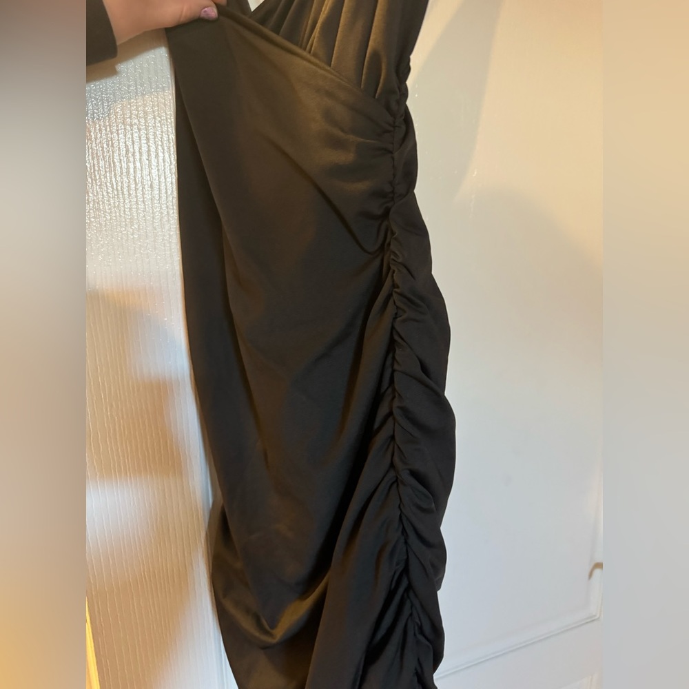Shein Ruched Black Bodycon Dress Size Large - Picture 7 of 8